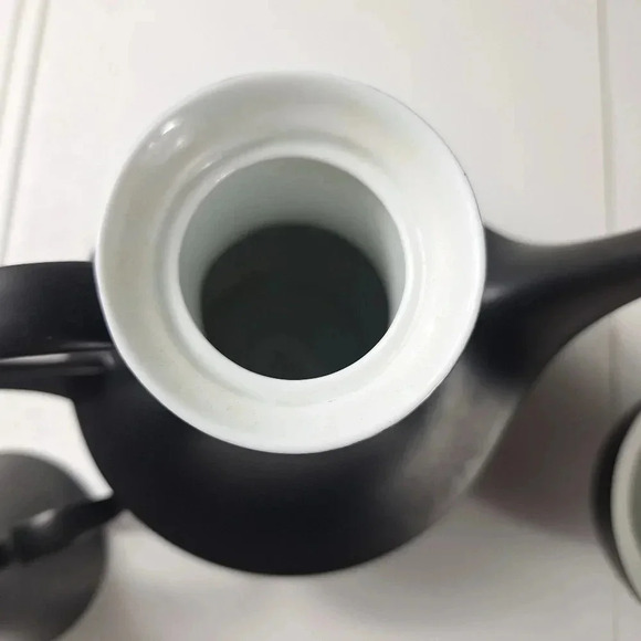 Espana Noche Block Bidasoa Spain Tea/Coffee Pot Creamer & Sugar Bowl Black Matte - Picture 11 of 14